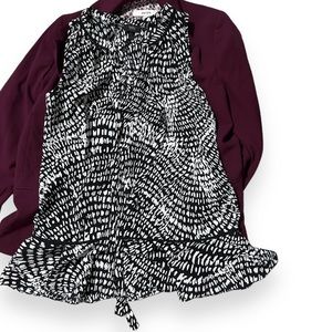 Mossimo Black and White Peplum Top